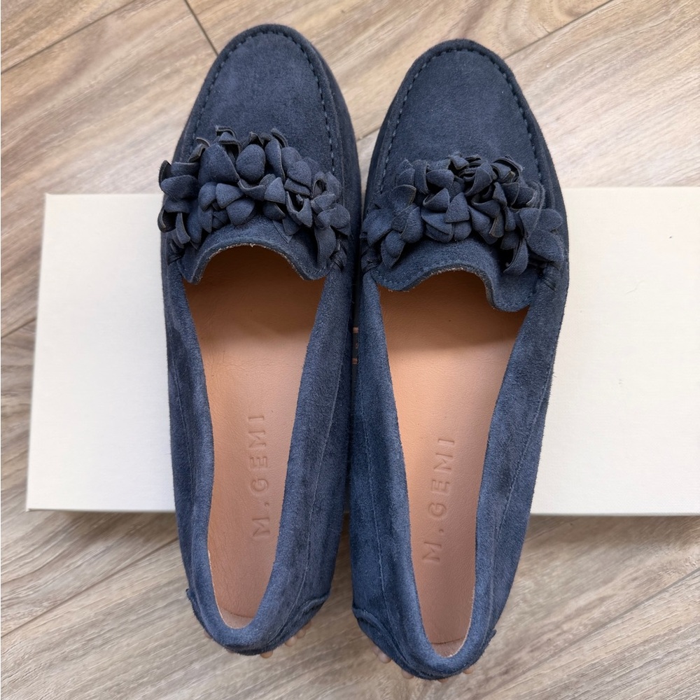 NEW M. Gemi Navy Suede Felize Fiori